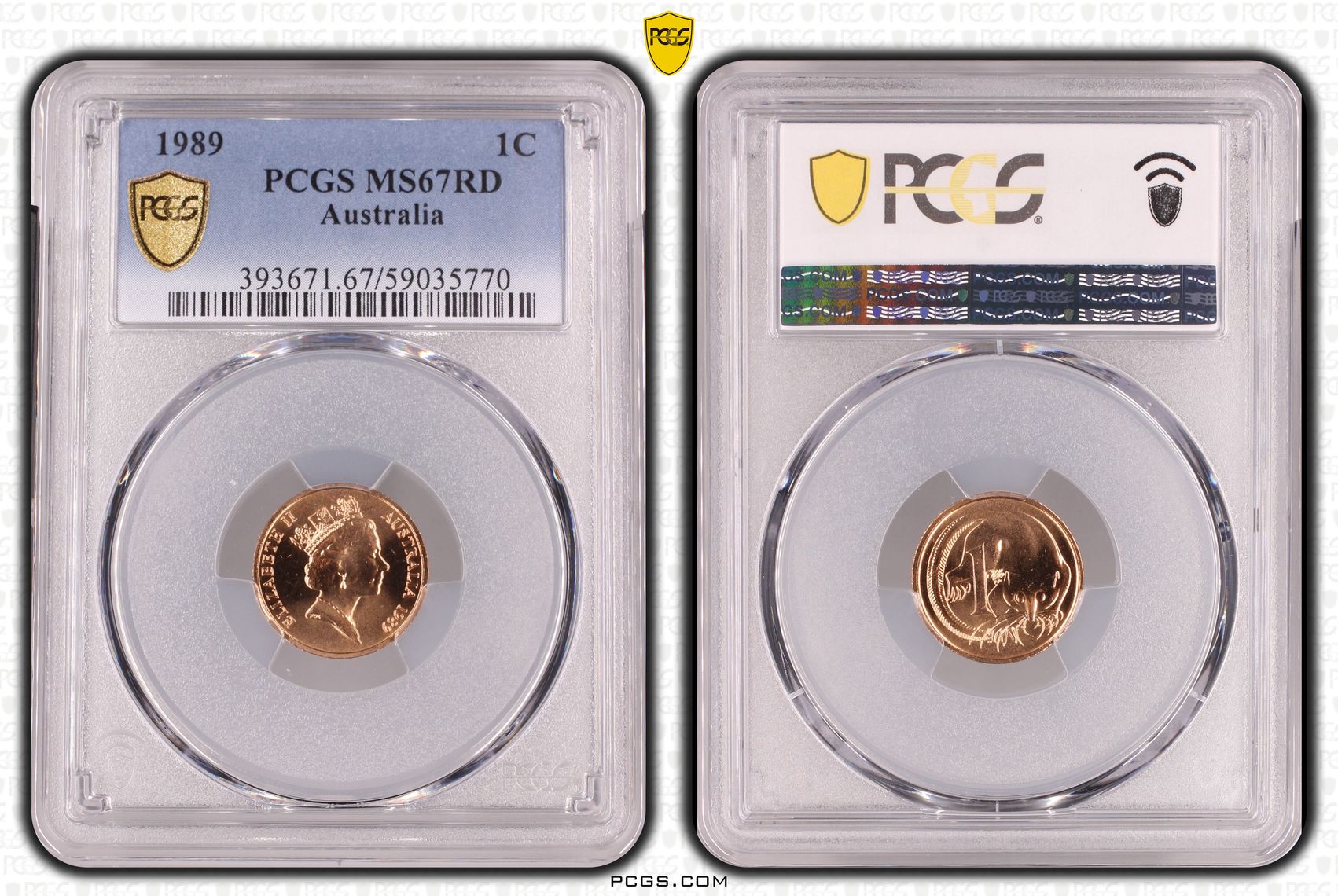 One Cent, 1989, PCGS MS67RD