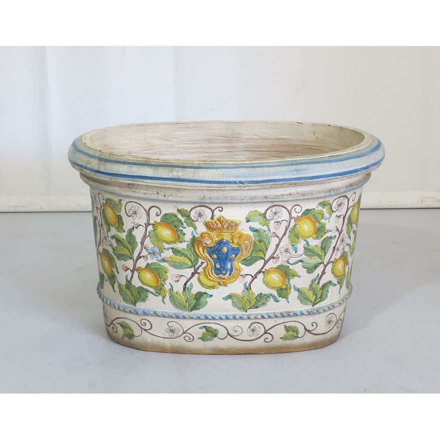 MASSIVE ITALIAN GLAZED TERRACOTTA PLANTER