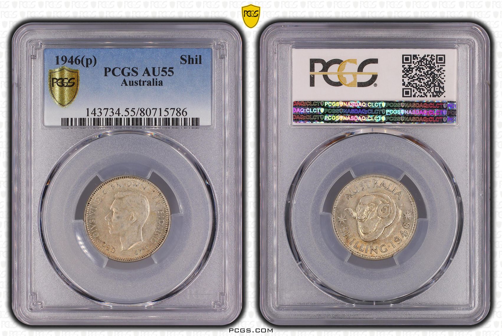 159 · Shilling, 1946(p), PCGS AU55