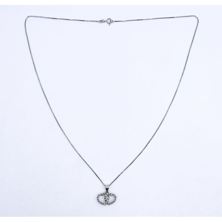 18k White Gold Diamond Heart Pendant Necklace 23'' - 7.8 Grams