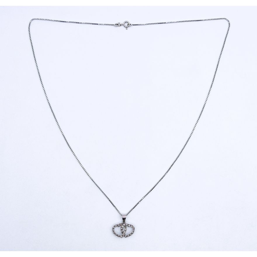 18k White Gold Diamond Heart Pendant Necklace 23'' - 7.8 Grams