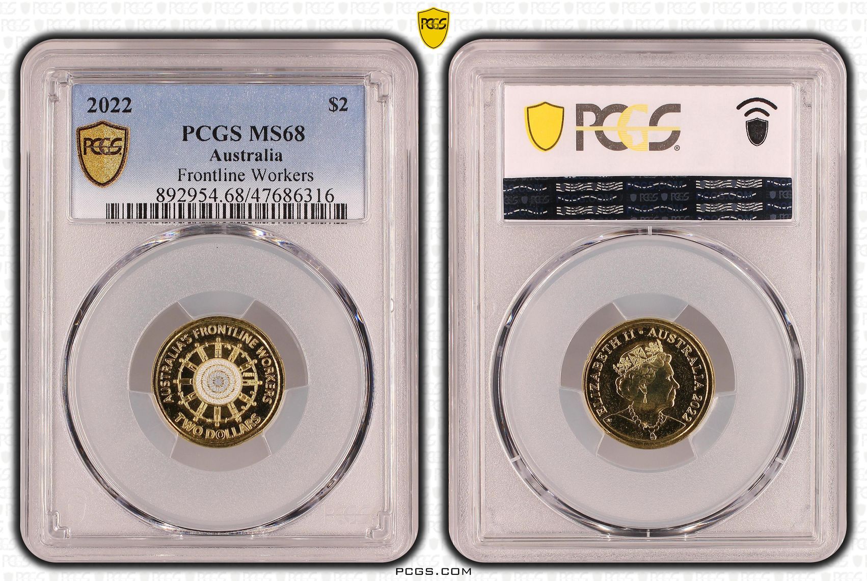 Elizabeth II, Frontline Workers, Two Dollar, 2022, PCGS MS68