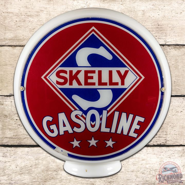 Skelly Gasoline 13.5" Complete Gas Pump Globe Milk Glass Body