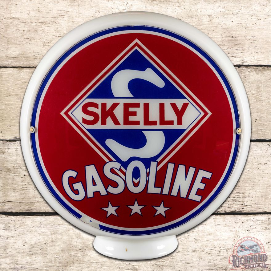 Skelly Gasoline 13.5" Complete Gas Pump Globe Milk Glass Body