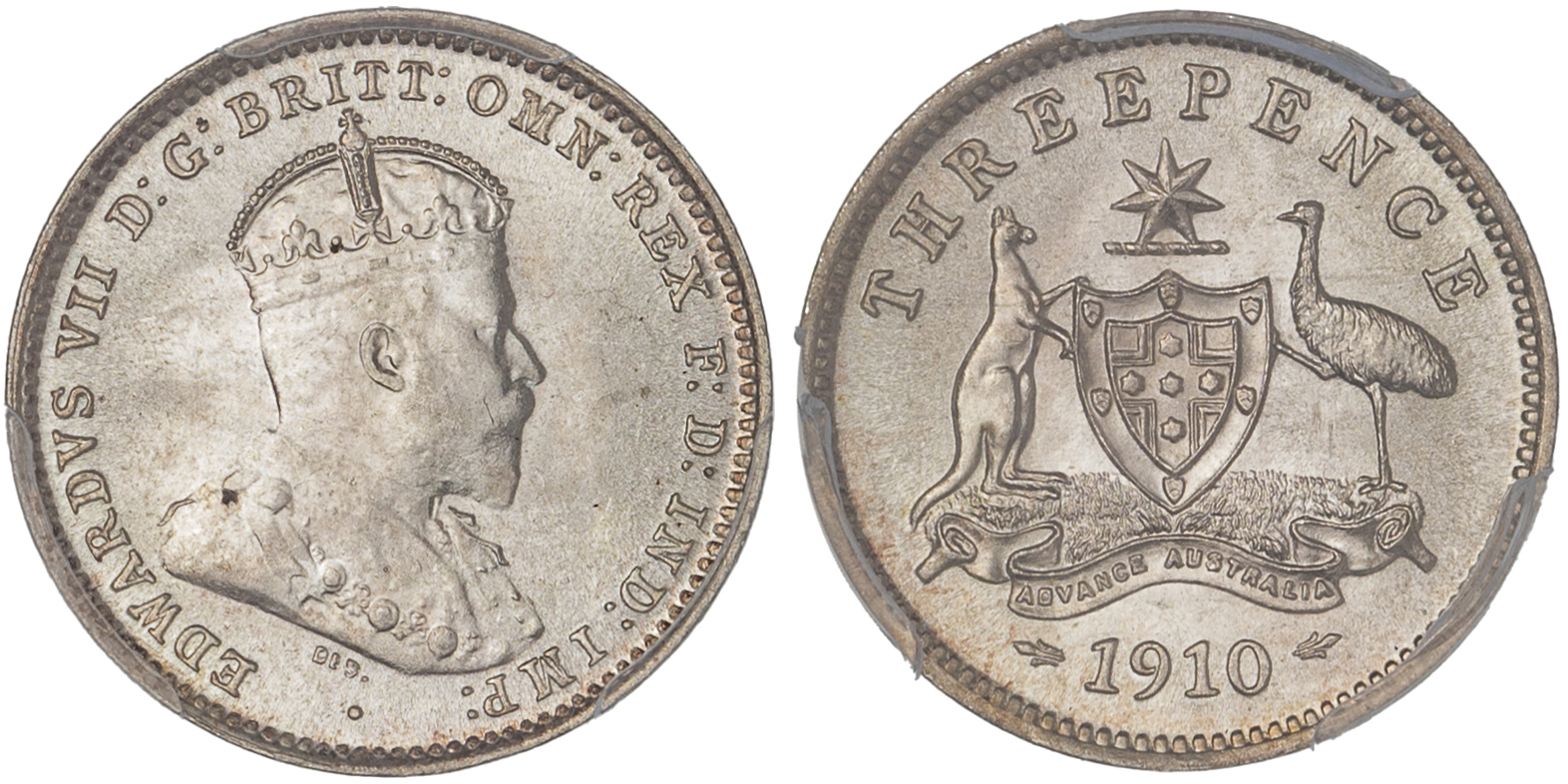 Edward VII, Threepence, 1910, PCGS MS66
