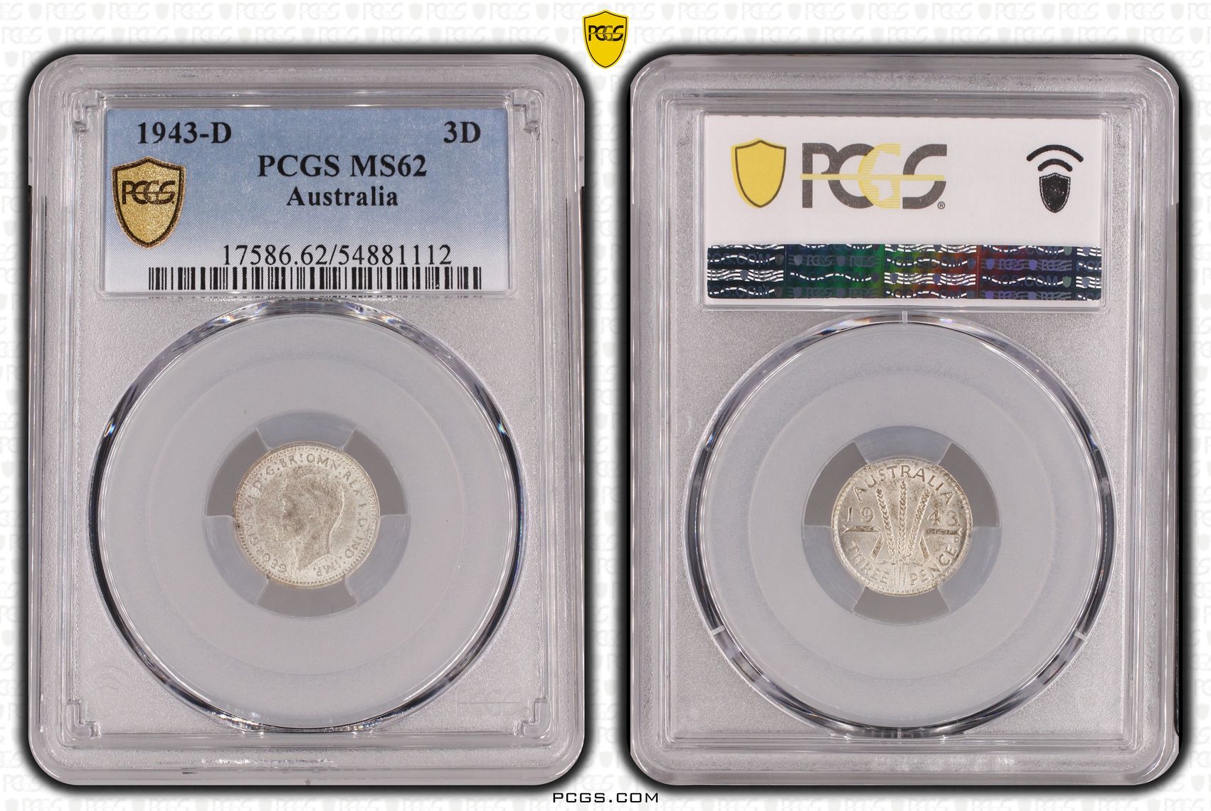 99 · Threepence, 1943-D, PCGS MS62