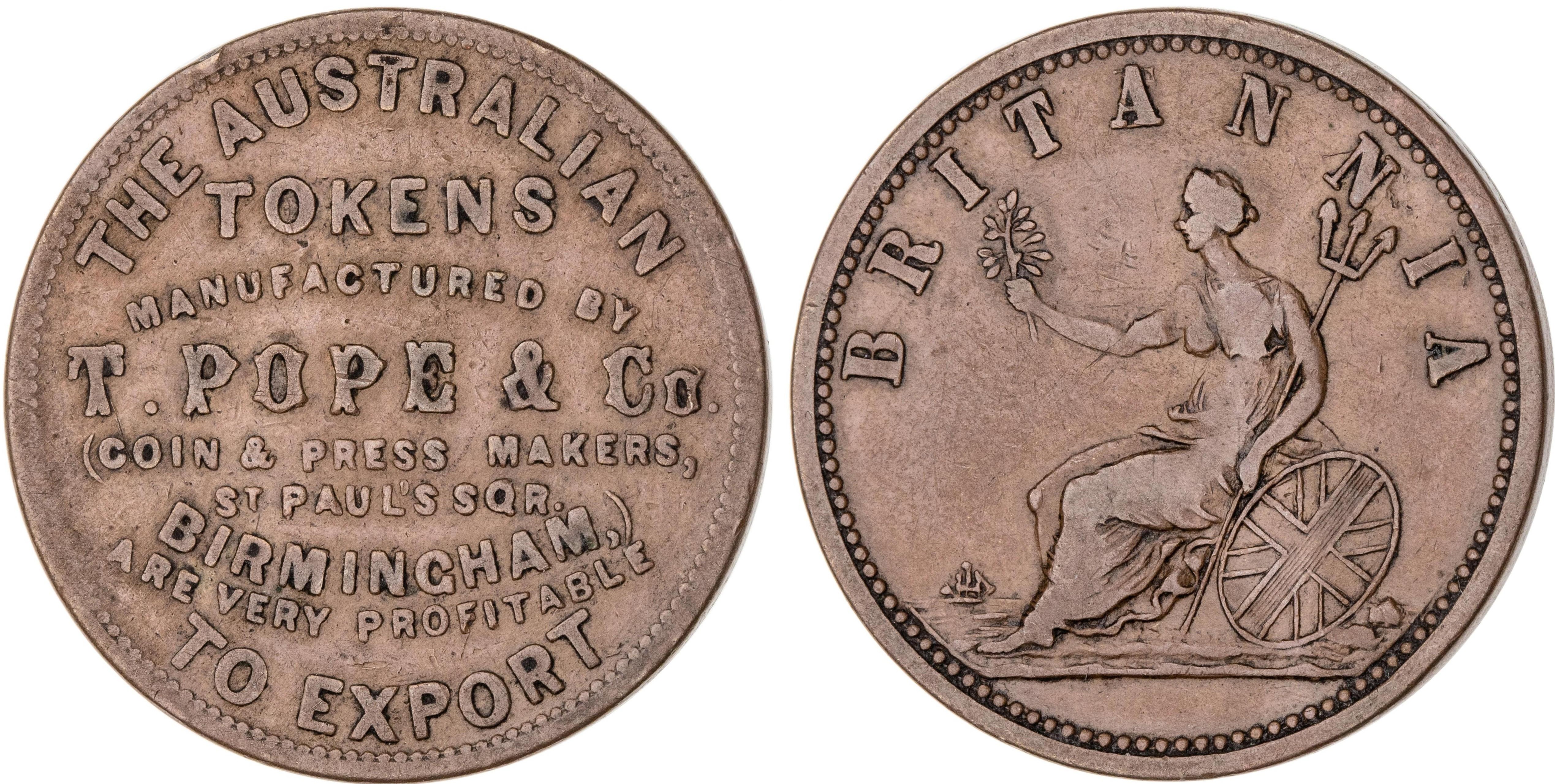 Birmingham, England, T. Pope & Co, Penny, ND, Fine