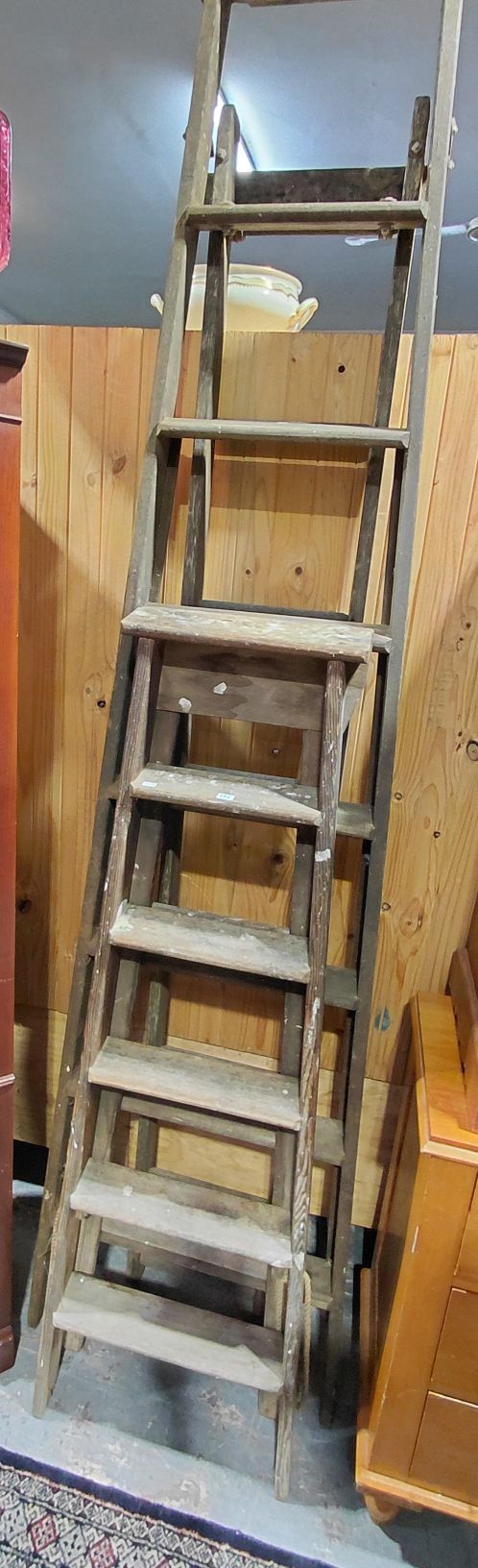 151 · TWO VINTAGE WOODEN LADDERS