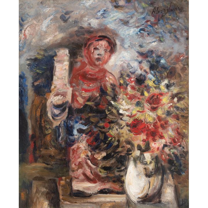 Alfred Aberdam | Martwa natura z kwiatami i figurką, ok. 1930 r.