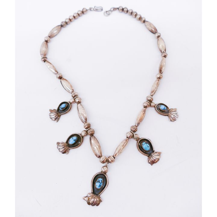 A. Long SW Sterling & Turquoise Necklace