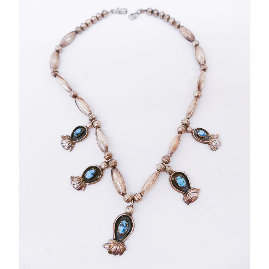 A. Long SW Sterling & Turquoise Necklace