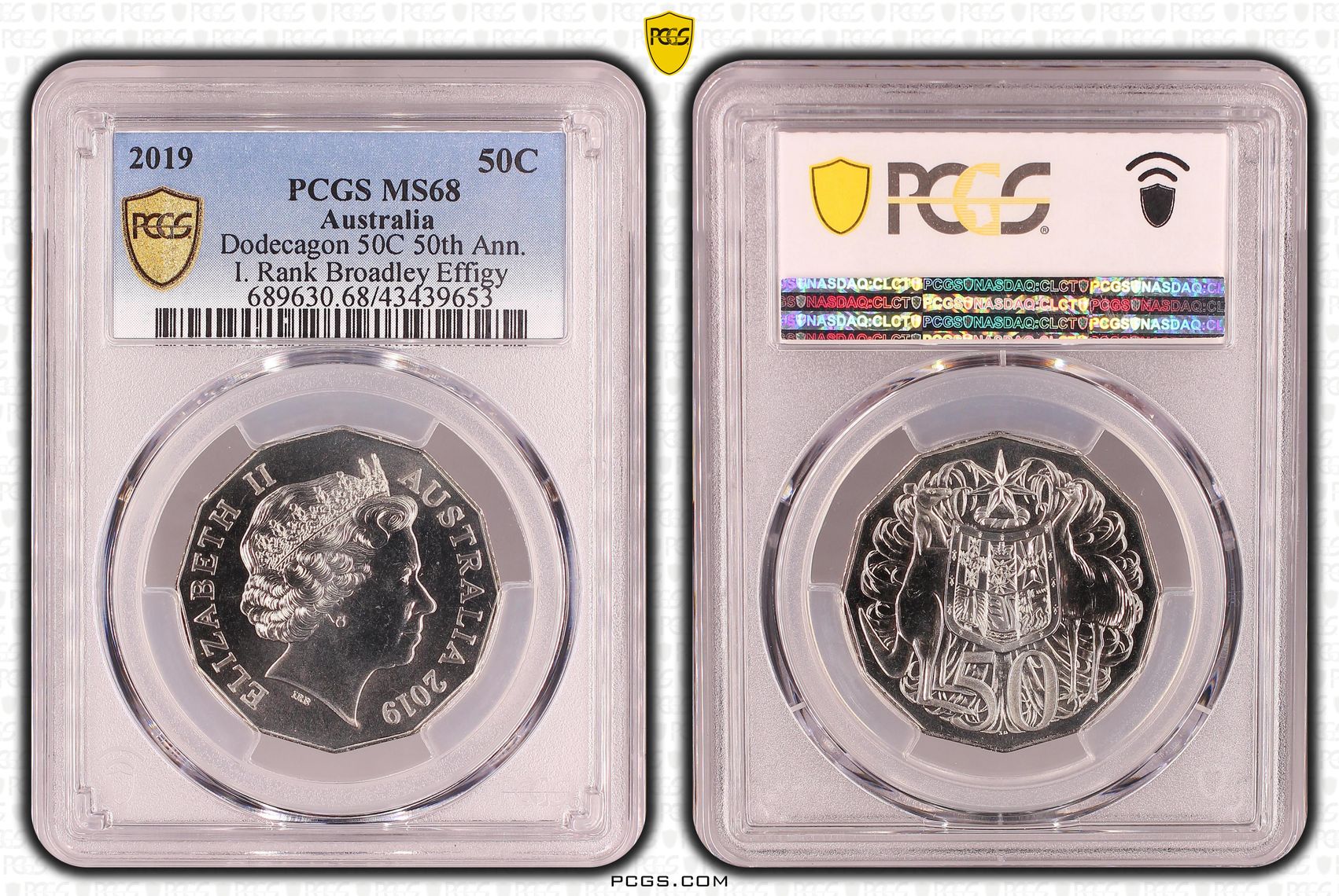 Elizabeth II, Dodecagon 50th Anniversary I. Rank Broadley Effigy, Fifty Cent, MS68 , 2019