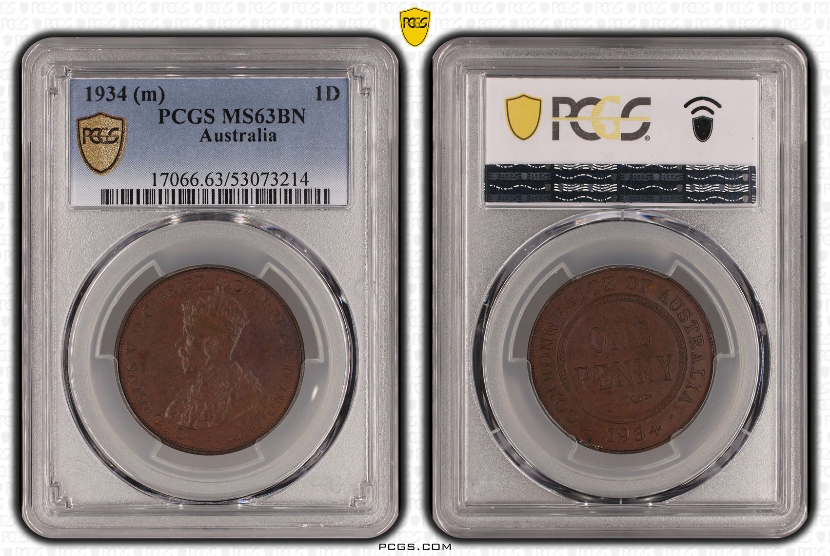 George V, Penny, 1934, PCGS MS63BN