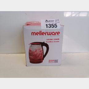 MELLERWARE KETTLE 360 DEGREE CORDLESS GLASS RED 1.8L 2200W - KETTLE 360 DEGREE CORDLESS GLASS RED 1.8L 2200W