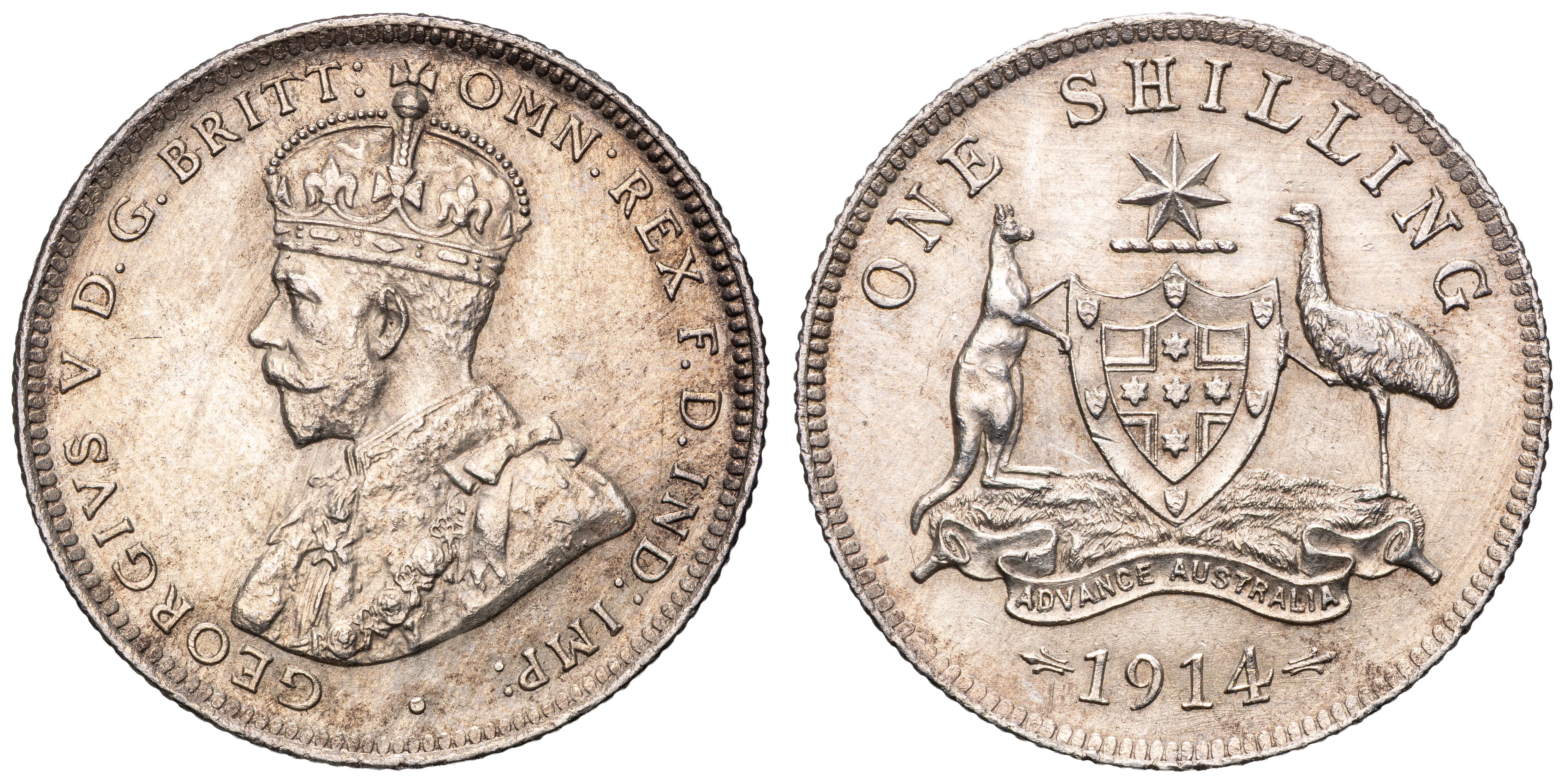 George V, Shilling, 1914, aUNC