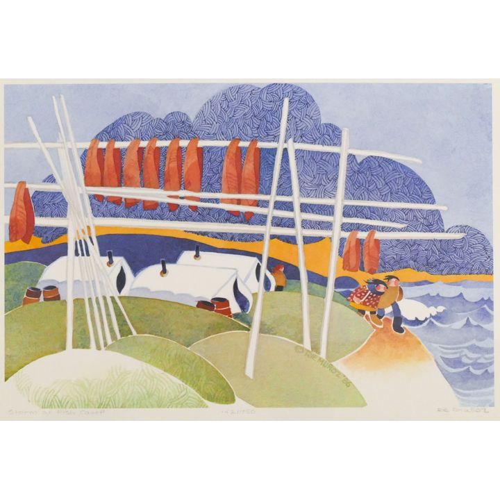 Rie Munoz ''Storm at Fish Camp'' 1986 Signed Print 13.75'' x 18.75'' Sheet.