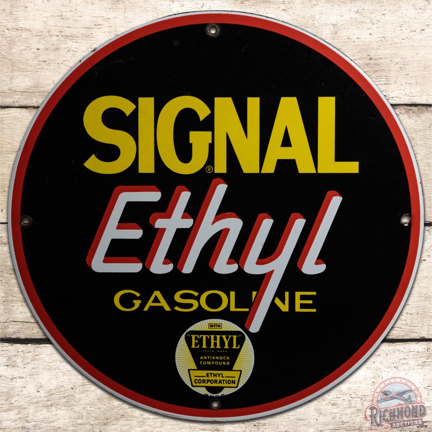 12" Signal Ethyl Gasoline SSP Pump Plate Sign - 9