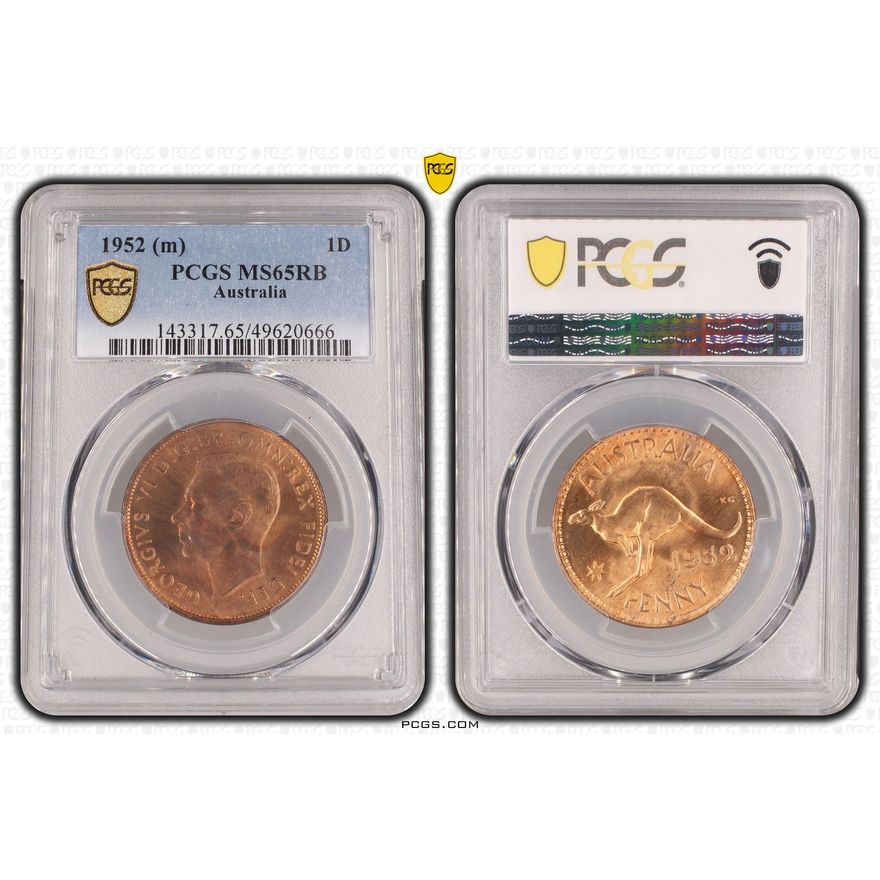 George VI,   POP 14/0, Penny, 1952, PCGS MS65RB