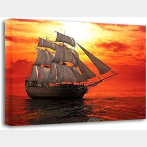 Canvas Wall Art Life On The Sea Artwork Black A1 594 X 841 mm |