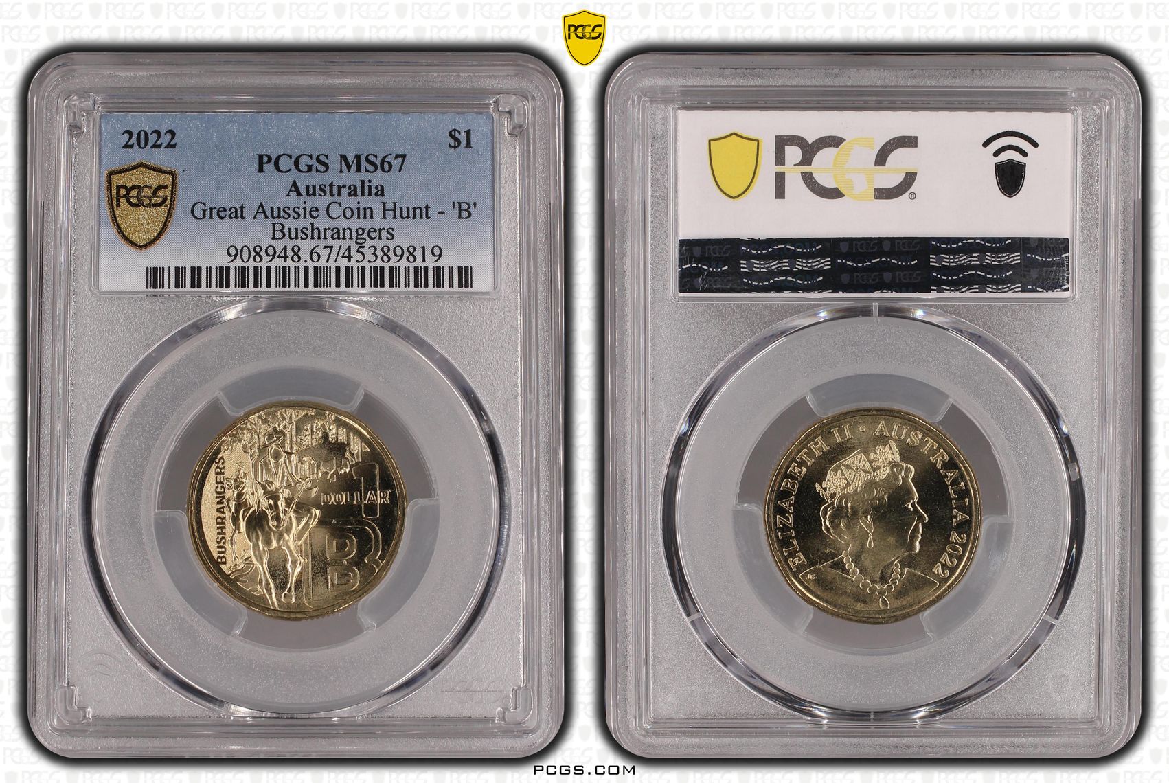 Elizabeth II, Letter:B, One Dollar, 2022, PCGS MS 67