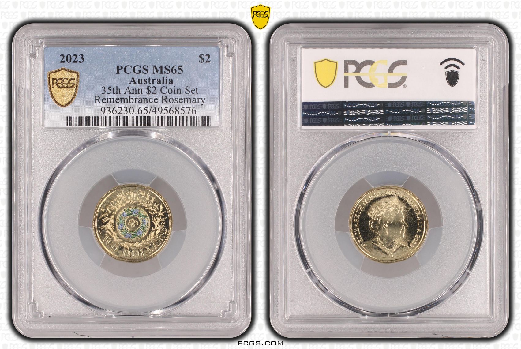 35th Ann $2 Coin Set Colorized Remembrance Rosemary, Two Dollar, 2023, PCGS MS65
