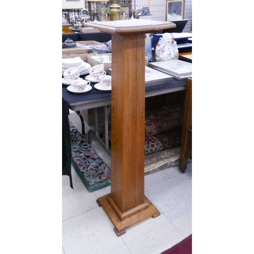 Antique Oak Pedestal- As Is Top- 44x12''