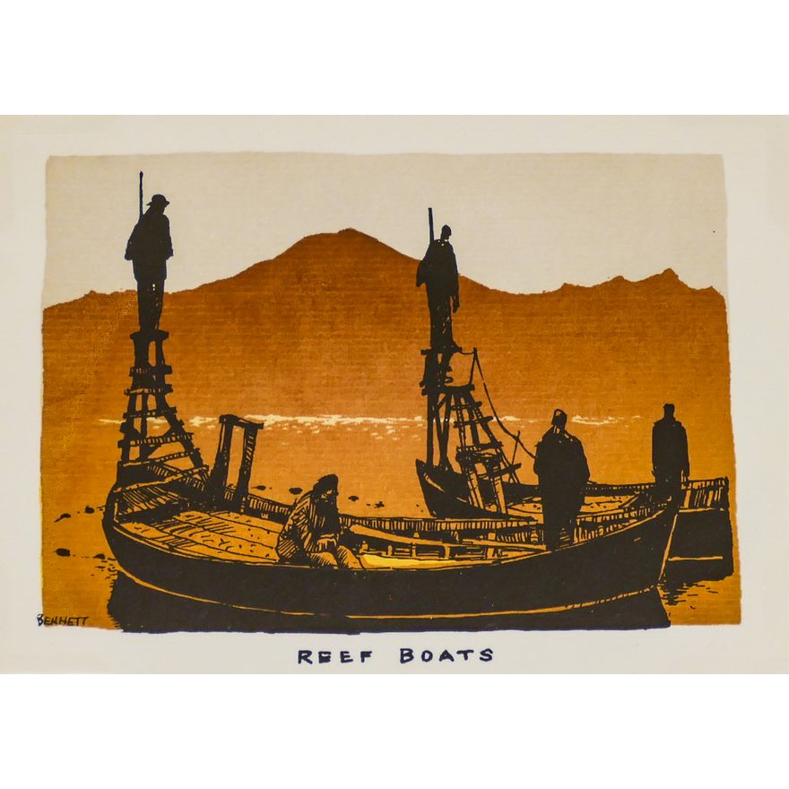 Elton Bennett ''Reef Boats'' Signed Serigraph Sheet 5''x6.25''