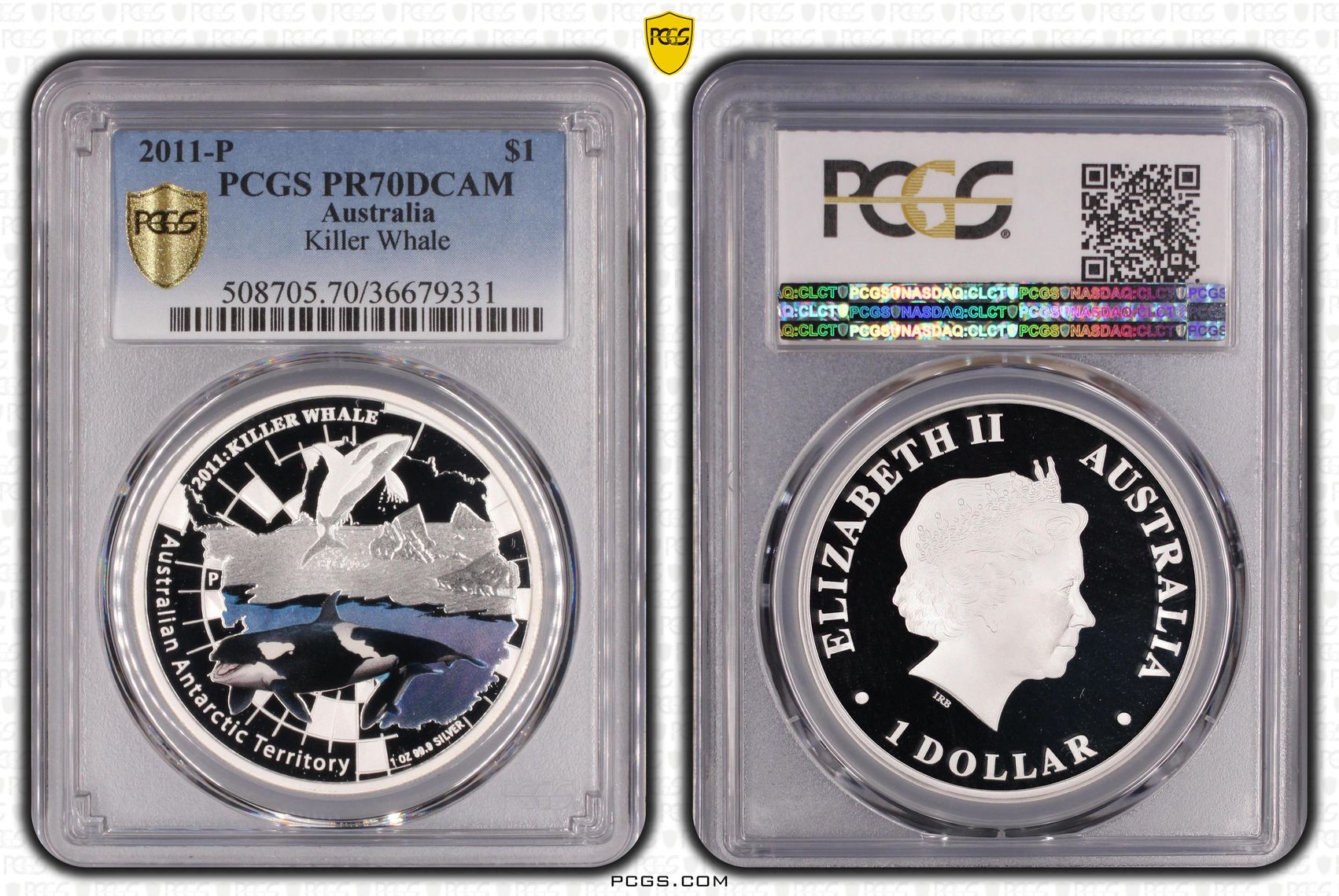 Killer Whale - Antarctic Territory, One Dollar, 2011-P, PCGS PR70DCAM