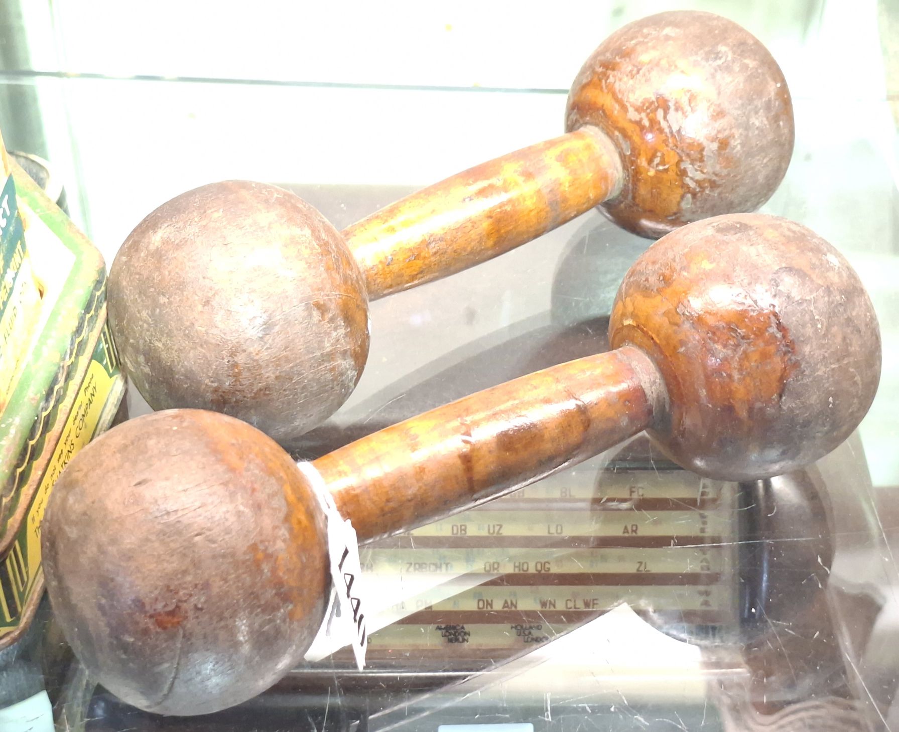 ANTIQUE WOODEN BARBELLS