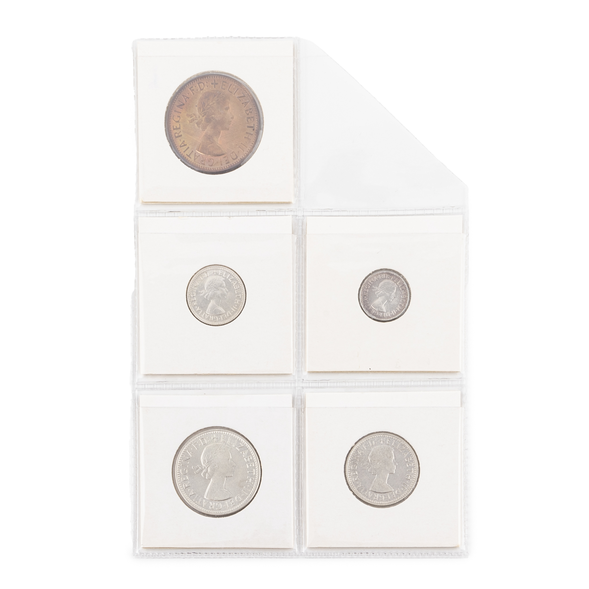 Elizabeth II, Five Coin Melbourne Proof Set, Penny - Florin, 1956, FDC