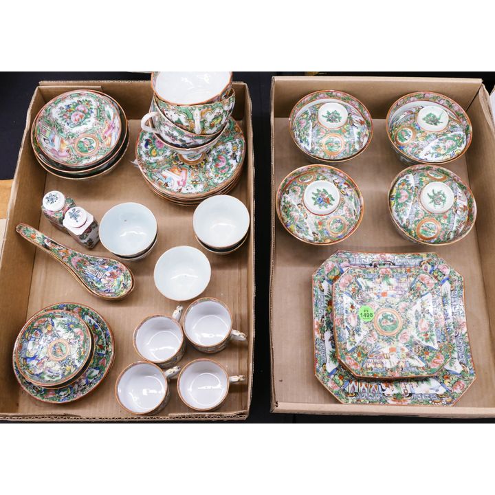 2 Boxes Vintage Chinese Rose Canton Dinnerware