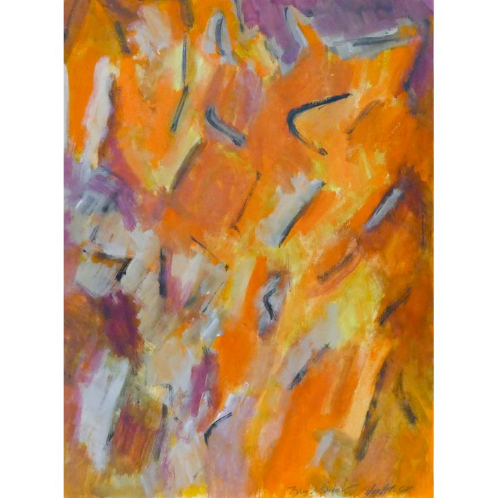 Byron Gardner ''Orange Abstract'' 1957 Mixed Media on Board