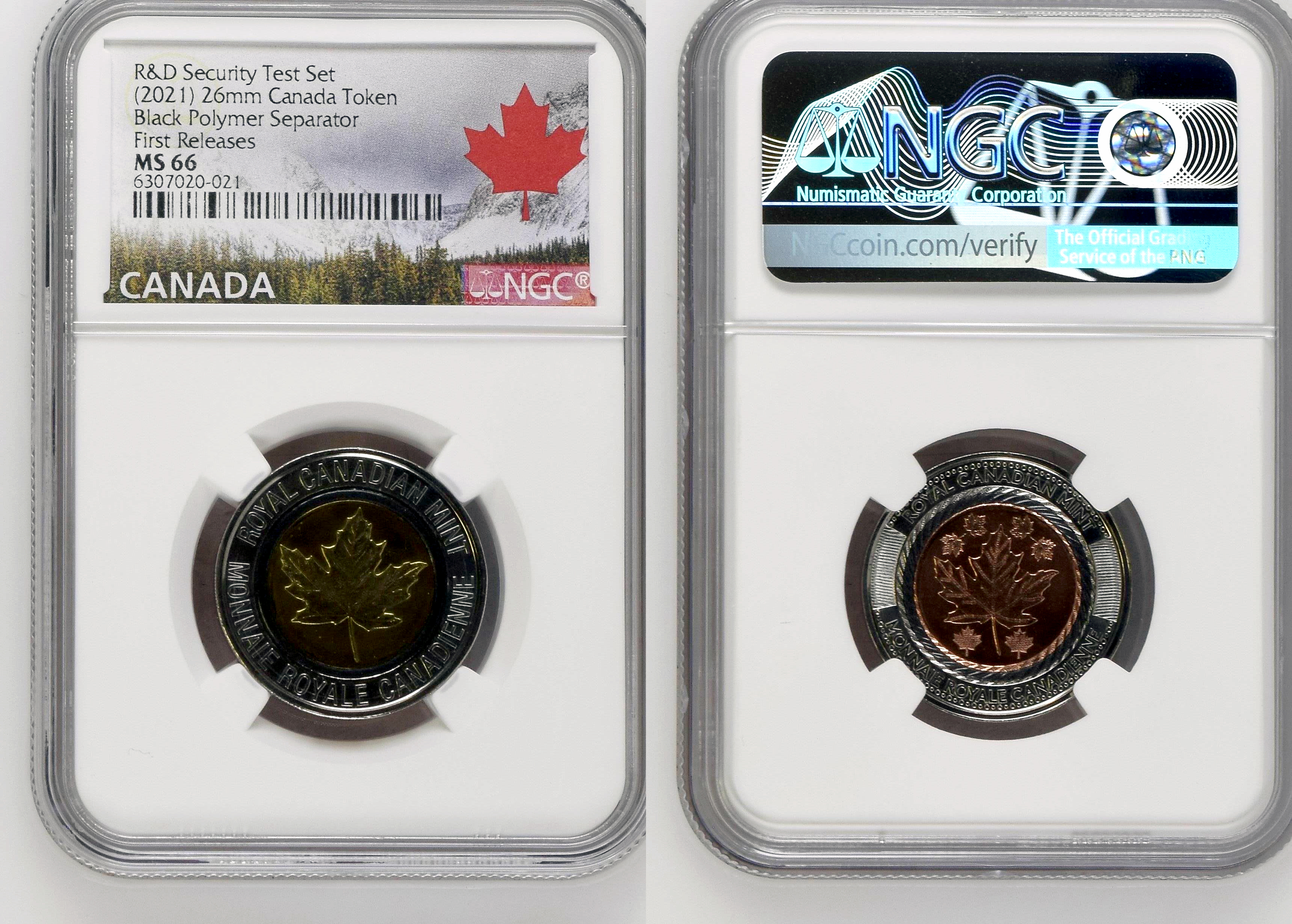 Canada, 26Mm Black Polymer Separator, Token, 2021, NGC MS 66