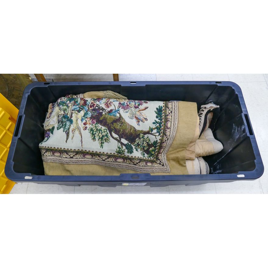 Large Tote of Chinese Sculpted Scatter Rugs & Tapestry