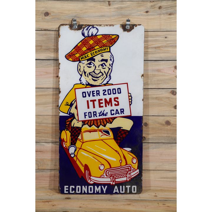 Mac Economy "Over 2000 Items For The Car" Double Sided Porcelain Sign TAC 7.5 & 6.75