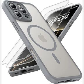 TOCOL 3 in 1 Magnetic for iPhone 16 Pro Case,Matte Back Bumper Phone Cover 6.3-Inch (Gray)
