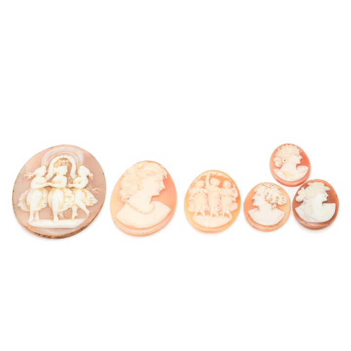 Six Vintage Antique Cameos