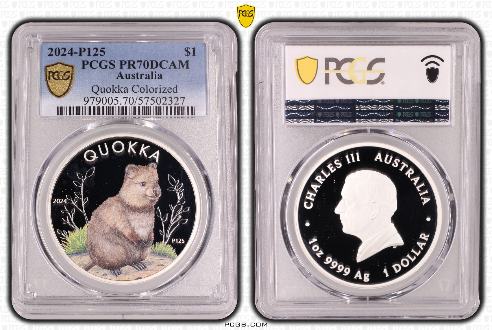 Quokka Colourised, 3/0, One Dollar, 2024-P125, PR70DCAM