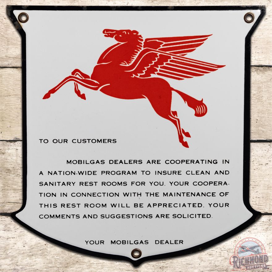 8" West Coast Mobil w/ Pegasus Restroom Pledge SSP Sign - 9.25