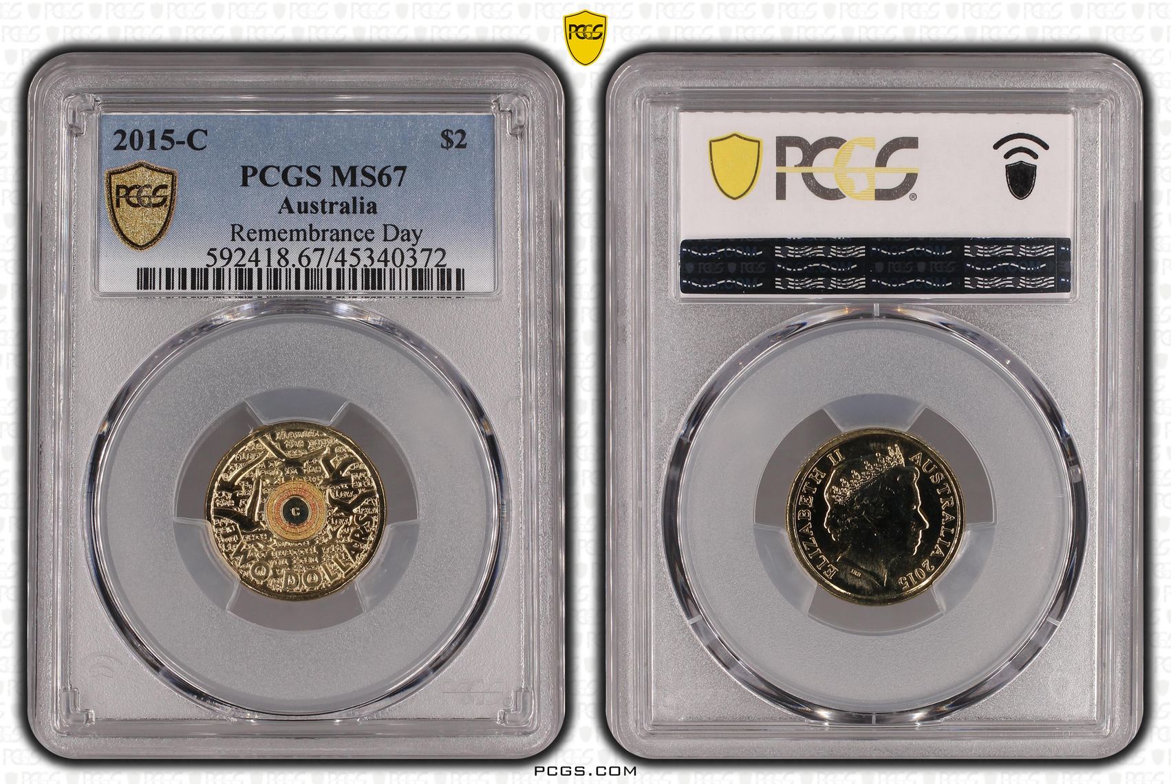 Remembrance Day, Two Dollar, 2015-C, PCGS MS67