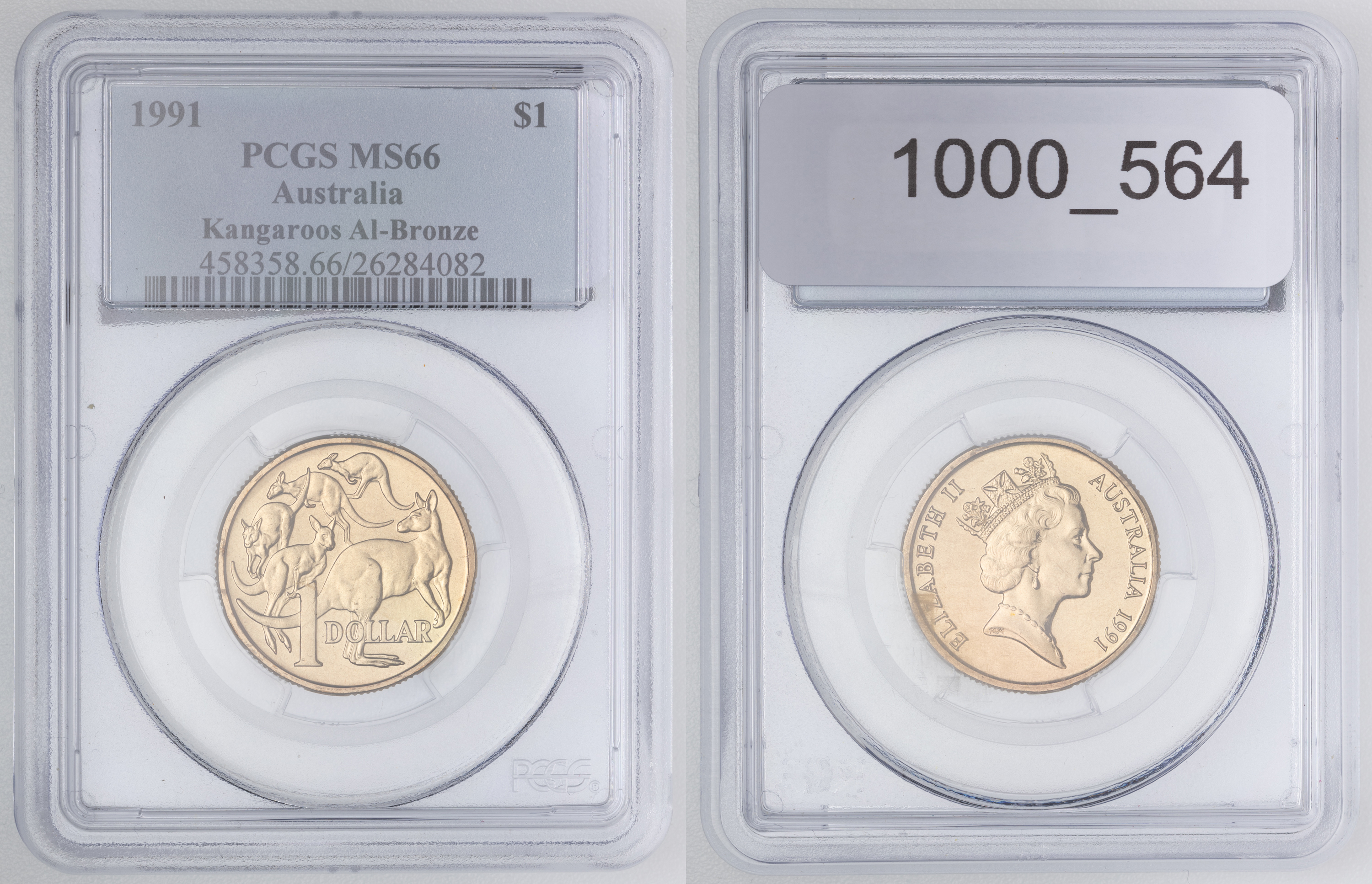 Elizabeth II, One Dollar, 1991, PCGS MS66