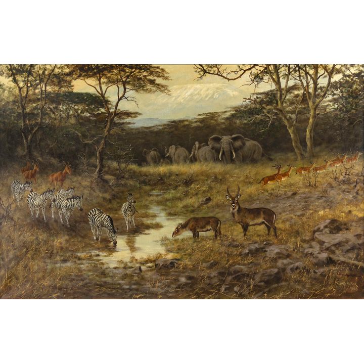 George Majewicz (1897-1973), The Loitokitok Watering Hole, 1963