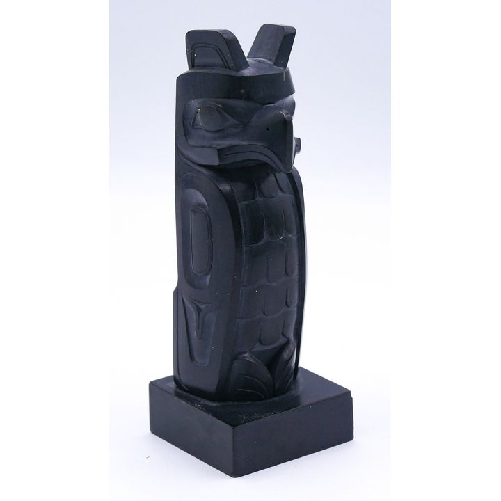 Earl Jones Haida Argillite Raven Totem Model 4''