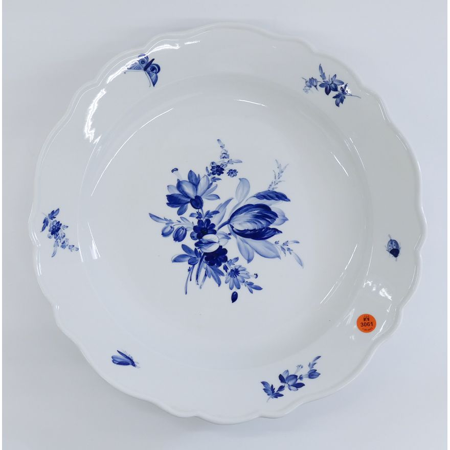 Meissen Blue Flowers and Insects Porcelain Large Serving Plate- 15.5"