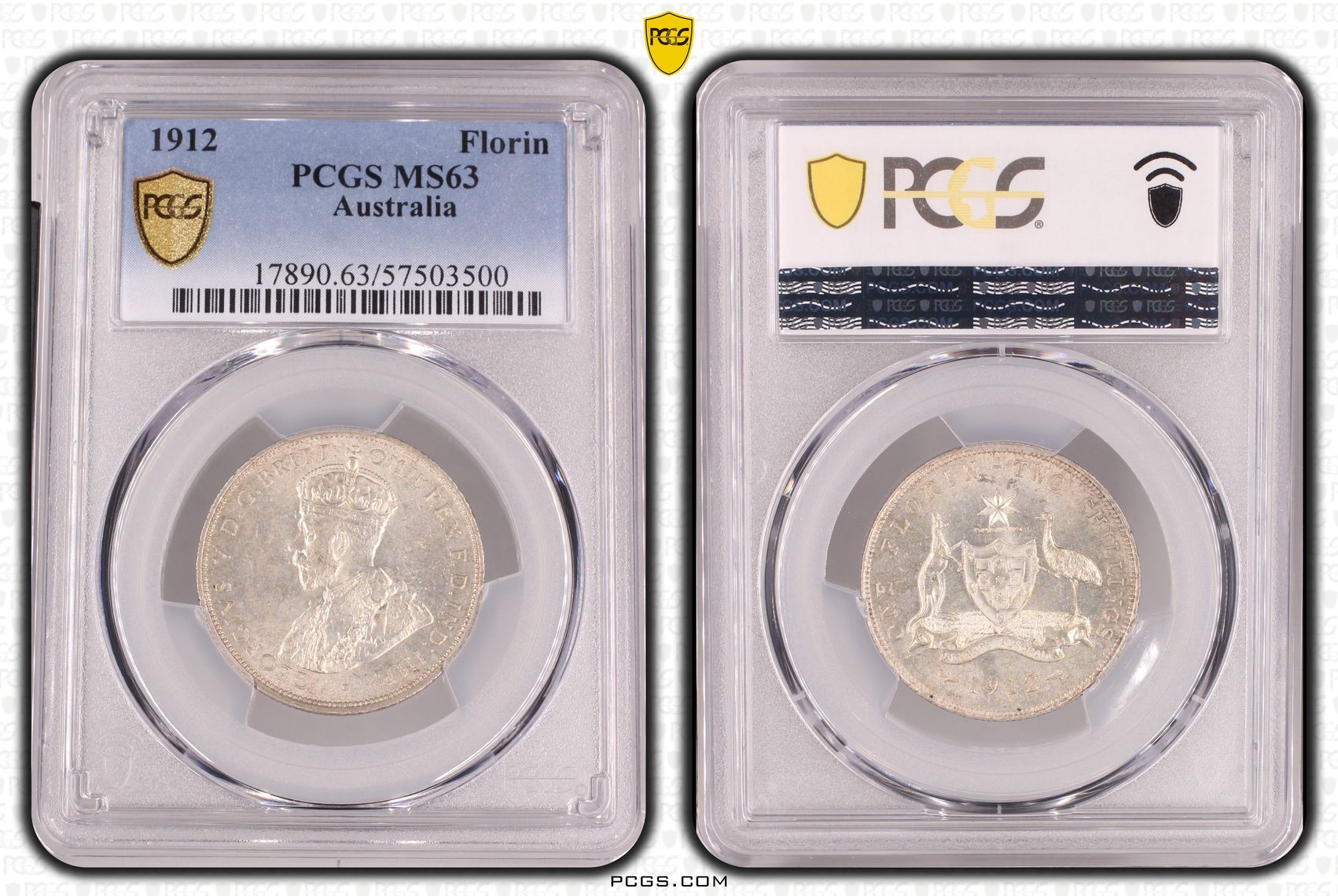 George V, Florin, 1912, PCGS MS63