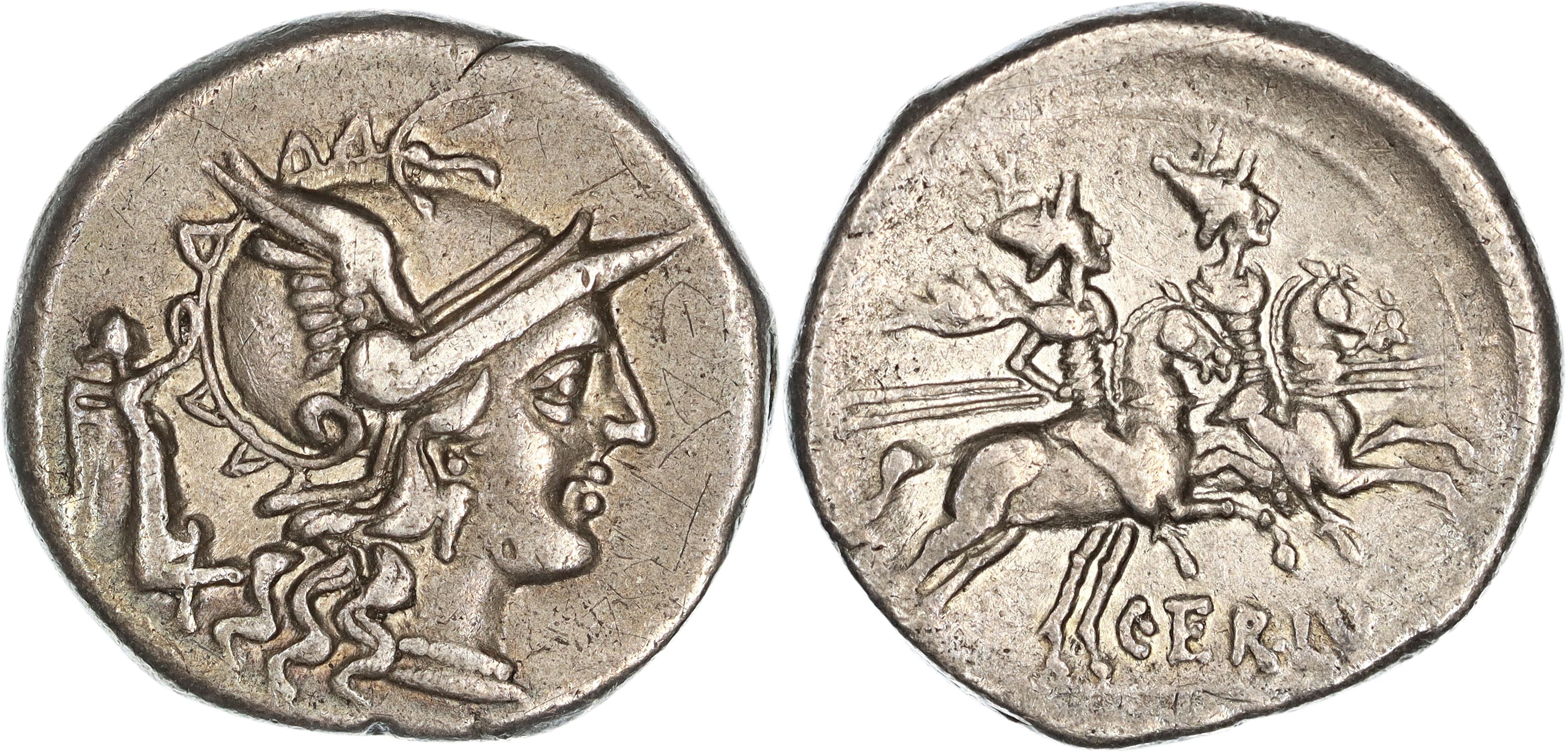 Roman Republic, C. Terentius Lucanus, Silver Denarius, 147 BC, gVF