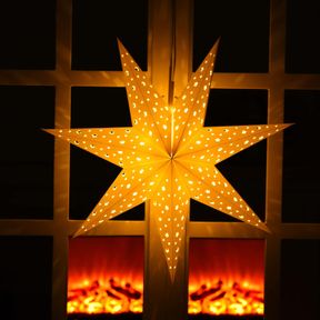 CHRISTMAS PAPER STAR LANTERN DECORATION 7 POINTED GOLD STAR PAPER LANTERN CEILING LAMPSHADE HANGING PENDANTS LIGHT WITH STRING LIG