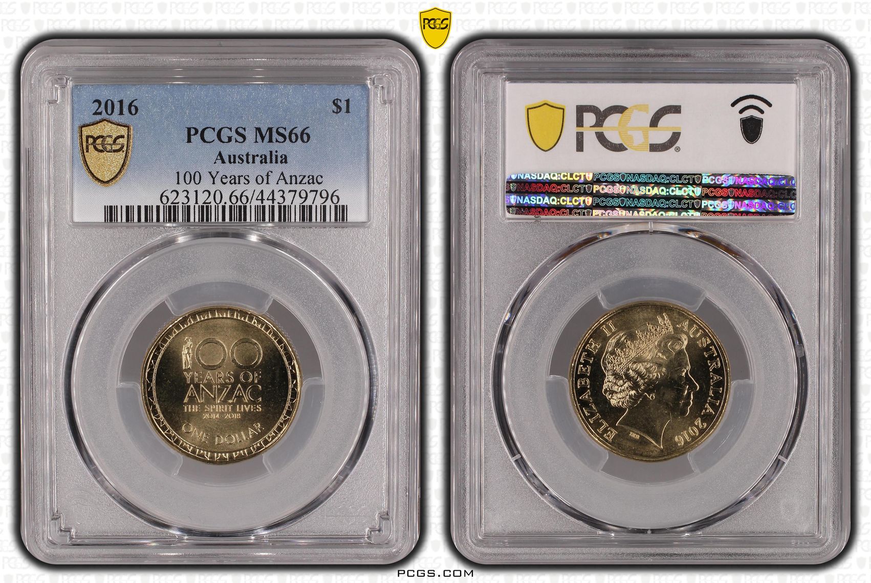 100 Years of Anzac, One Dollar, 2016, PCGS MS66
