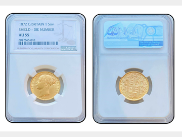 1872 VICTORIA SHIELD SOVEREIGN AU55