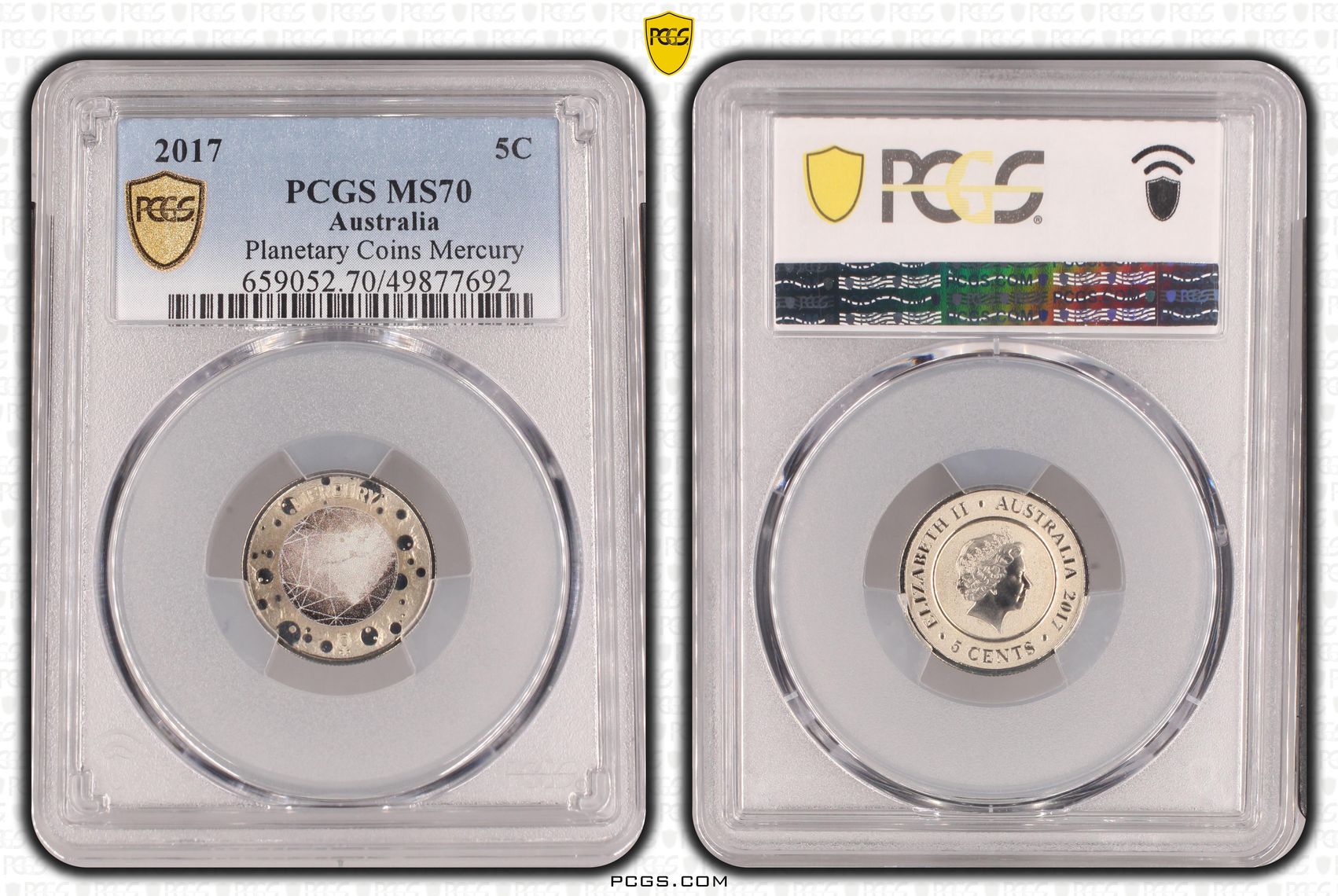 Planetary Coins Mercury, Five Cent, 2017, PCGS MS70